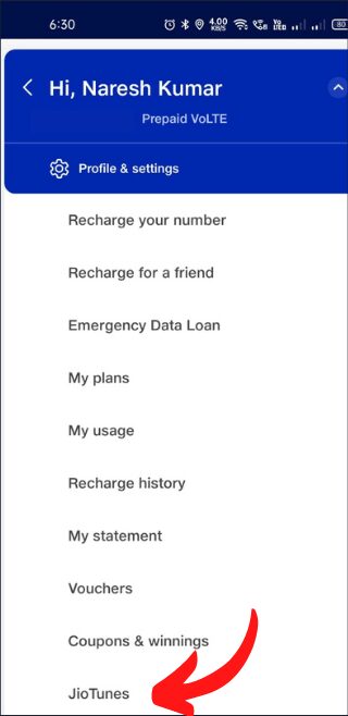 My Jio एप से Caller Tune सेट करें
