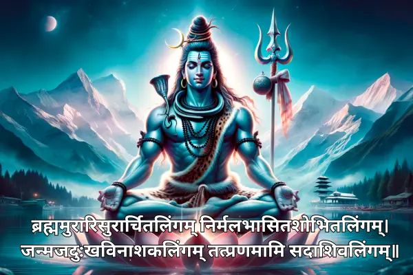 ब्रह्ममुरारिसुरार्चितलिंगम् निर्मलभासितशोभितलिंगम्।
जन्मजदु:खविनाशकलिंगम् तत्प्रणमामि सदाशिवलिंगम्॥